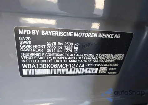 2021 BMW M550I xDrive из США, поврежденный, VIN WBA13BK06MCF12774